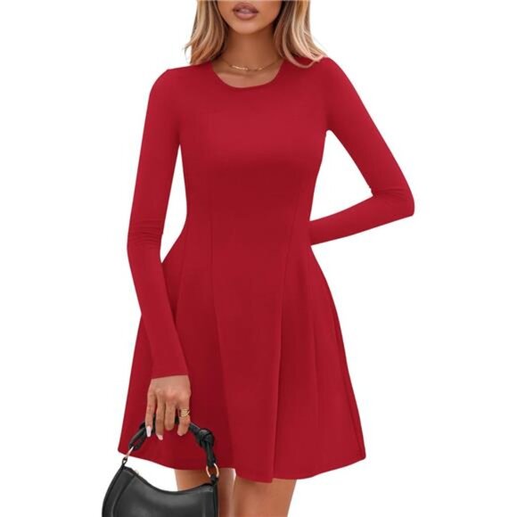 Long Sleeve Mini Dress Red - Picture 6 of 7